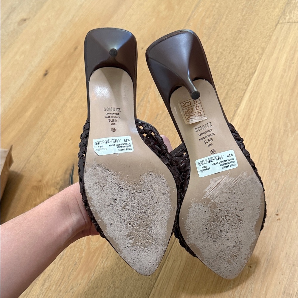 SCHUTZ Dark Brown Woven Heels - Picture 12 of 16